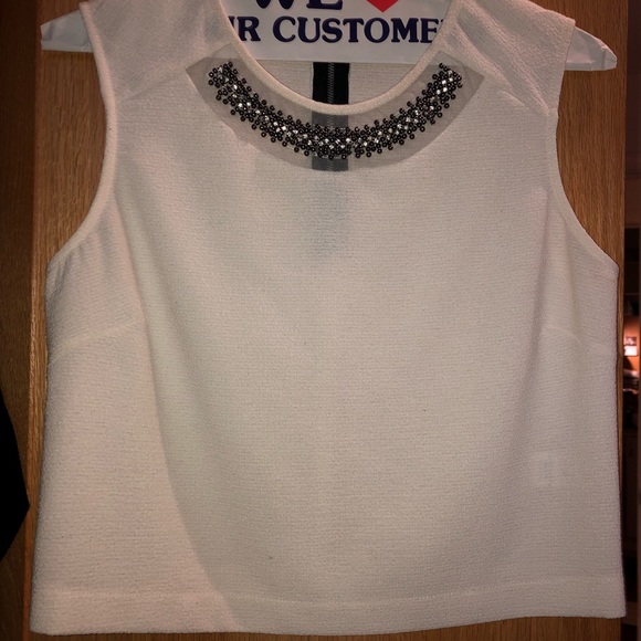 Astr Tops - ASTRA Ivory Embellished Crop